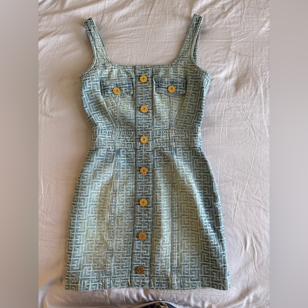 Balmain Stylish Blue Denim Dress